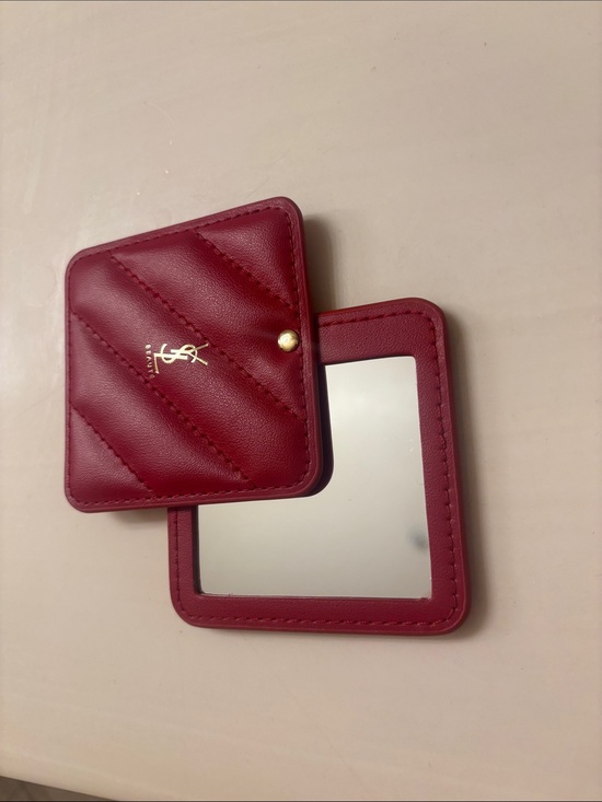 Saint Laurent Other - Saint Laurent Quilted Red Foldable Compact Mirror with Gold Logo